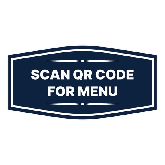 Signs ByLITA Fancy Scan QR Code For Menu Sign (Navy Blue / White) - Large