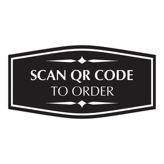 Signs ByLITA Fancy Scan QR Code to Order Sign (Black) - Medium