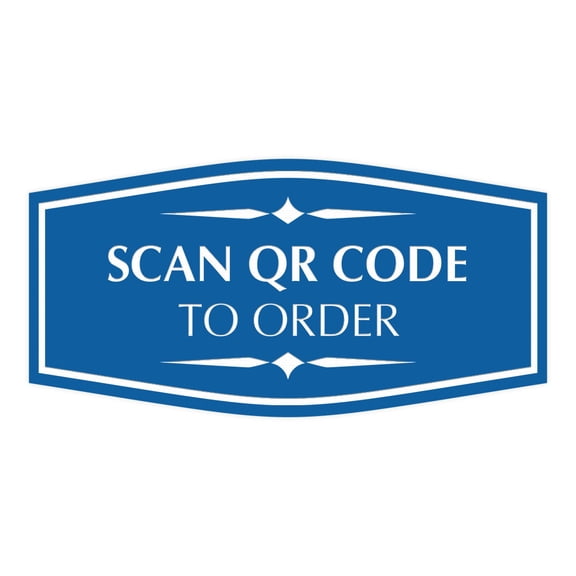 Signs ByLITA Fancy Scan QR Code to Order Sign (Blue) - Large