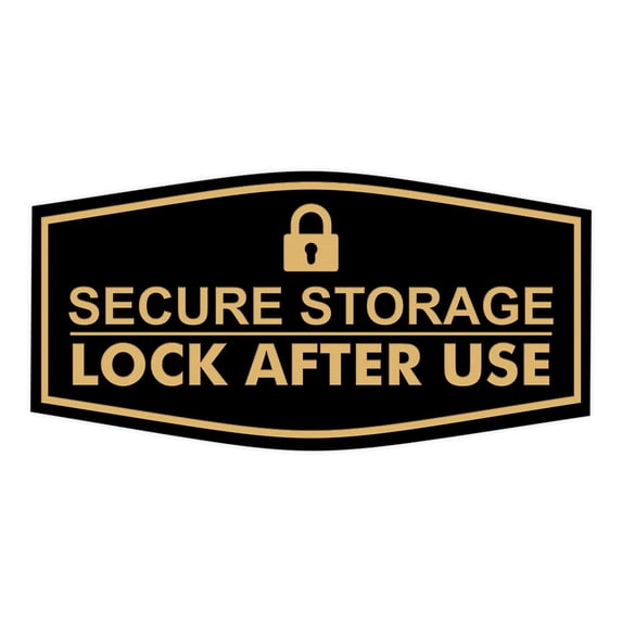 Signs ByLITA Fancy Secure Storage Lock After Use Durable ABS Plastic | Laser Engraved | Easy Installation | Elegant Design Sign (Black /Gold) - Small