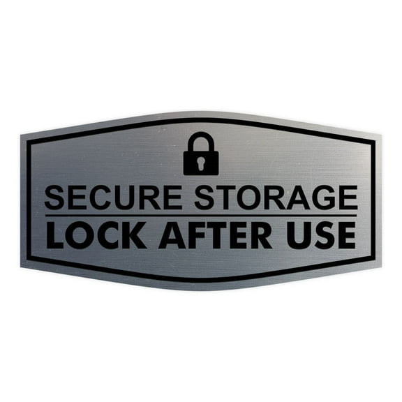 Signs ByLITA Fancy Secure Storage Lock After Use Durable ABS Plastic | Laser Engraved | Easy Installation | Elegant Design Sign (Brushed Silver) - Small