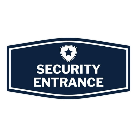 Signs ByLITA Fancy Security Entrance Sign (Navy Blue / White) - Large