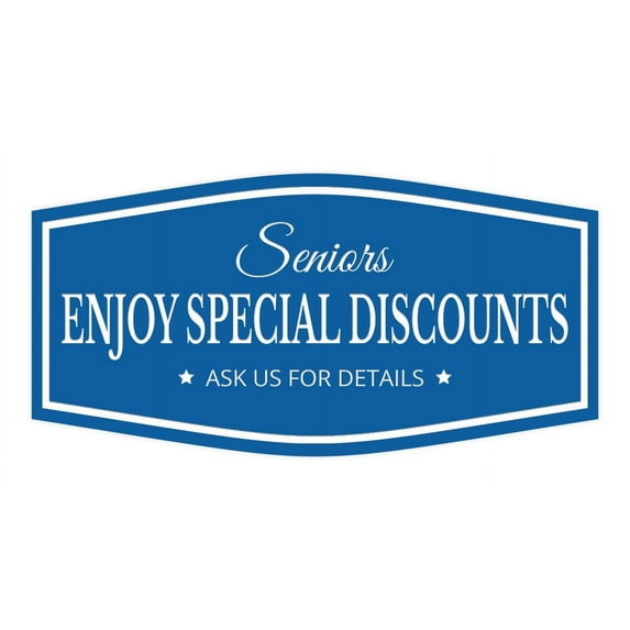 Signs ByLITA Fancy Seniors Enjoy Special Discounts. Ask Us for Details Easy Installation | Durable Construction | Barbers | Grooming and Styling | Hair Sign (Blue) - Small