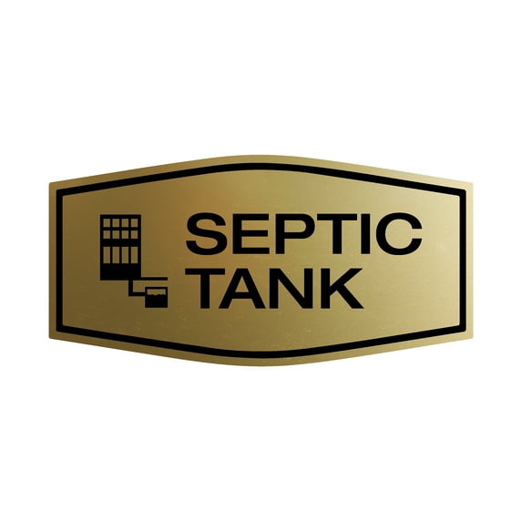 Signs ByLITA Fancy Septic Tank Sign (Brushed Gold) - Medium