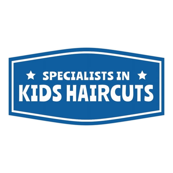 Signs ByLITA Fancy Specialists in Kids Haircuts Easy Installation | Durable Construction | Barbers | Grooming and Styling | Hair Sign (Blue) - Small