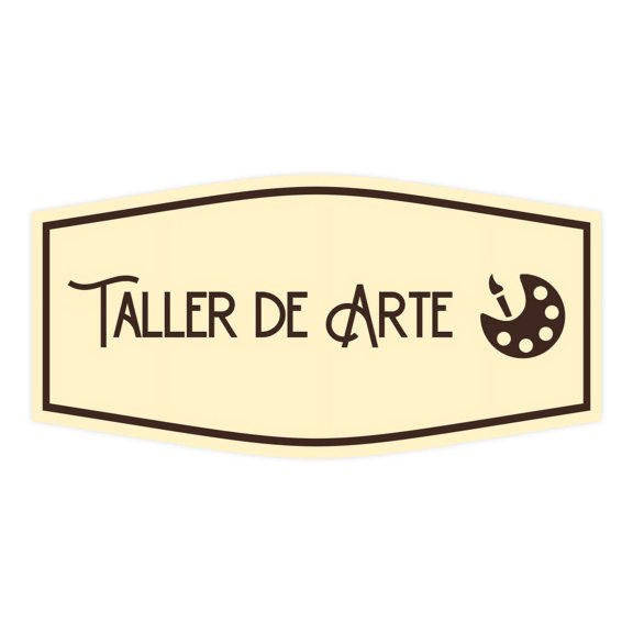 Signs ByLITA Fancy Taller de Arte Easy Installation | Classroom Decor | School Markers And Decorations | Students and Teachers Sign (Ivory/Dark Brown) - Small