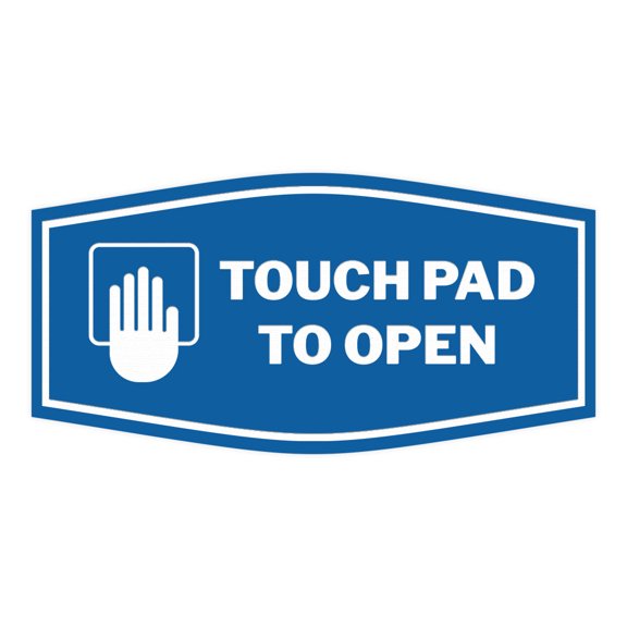 Signs ByLITA Fancy Touch Pad to Open Sign (Blue) - Small