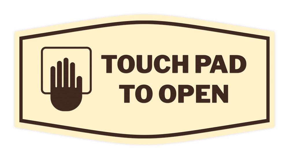 Signs ByLITA Fancy Touch Pad to Open Sign (Ivory/Dark Brown) - Small ...