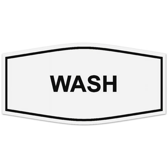 Signs ByLITA Fancy Wash Sign - Laser-Engraved Lettering | Durable ABS Plastic | Vibrant Colors | Powerful Foam Tape (White) - Small