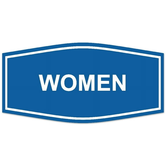 Signs ByLITA Fancy Women Men Restroom Sign - Laser-Engraved Lettering | Durable ABS Plastic | Vibrant Colors | Powerful Foam Tape (Blue) - Small