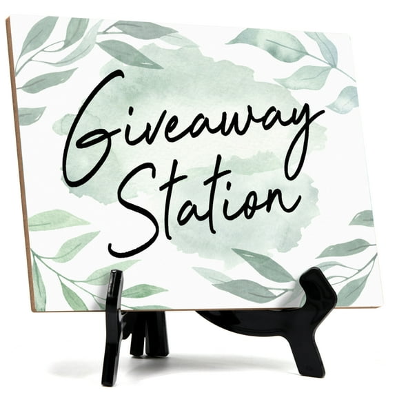 Signs ByLITA Giveaway Station Wedding Decoration Table Sign with Acrylic Stand (6x8)