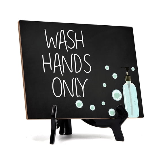 Signs ByLITA Hand Wash Only, Hygiene Sign, 6" x 8" (Black)