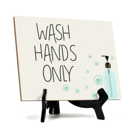 Signs ByLITA Hand Wash Only, Hygiene Sign, 6" x 8" (White)