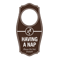 thumbnail image 1 of Signs ByLITA Having a Nap. Please Do Not Disturb Door Hanger - Dark Brown, 4" x 8", 1 of 5