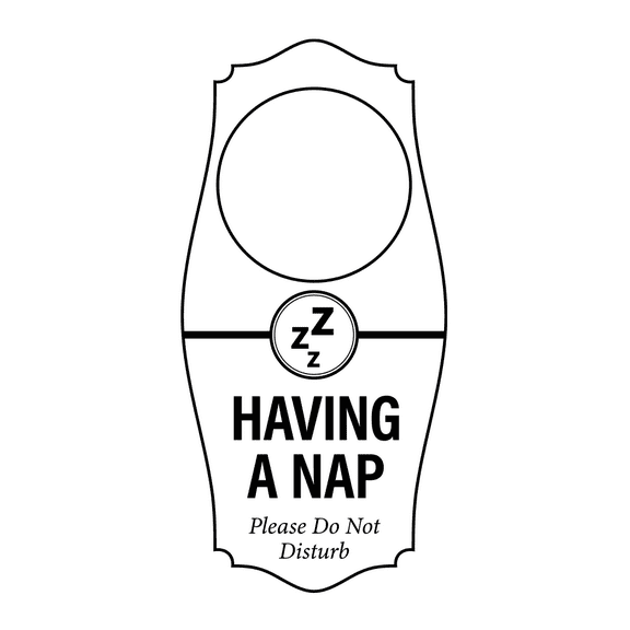 Signs ByLITA Having a Nap. Please Do Not Disturb Door Hanger - White, 4" x 8"
