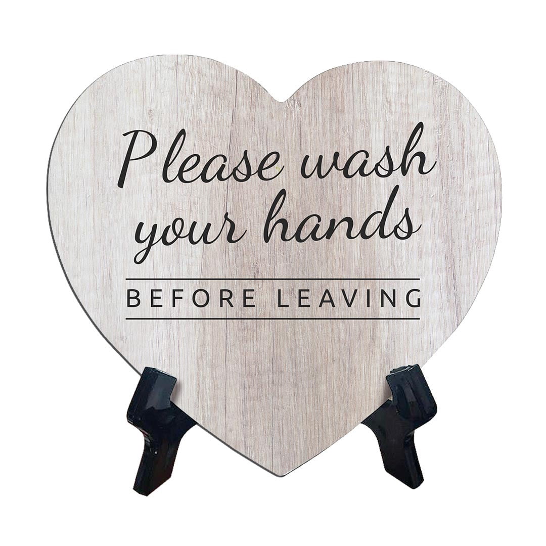 Signs ByLITA Heart Please Wash Your Hands Before Leaving, Wood Color ...