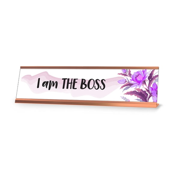 Signs ByLITA I am the Boss, Floral Designer Series Desk Sign, Novelty Nameplate (2 x 8")