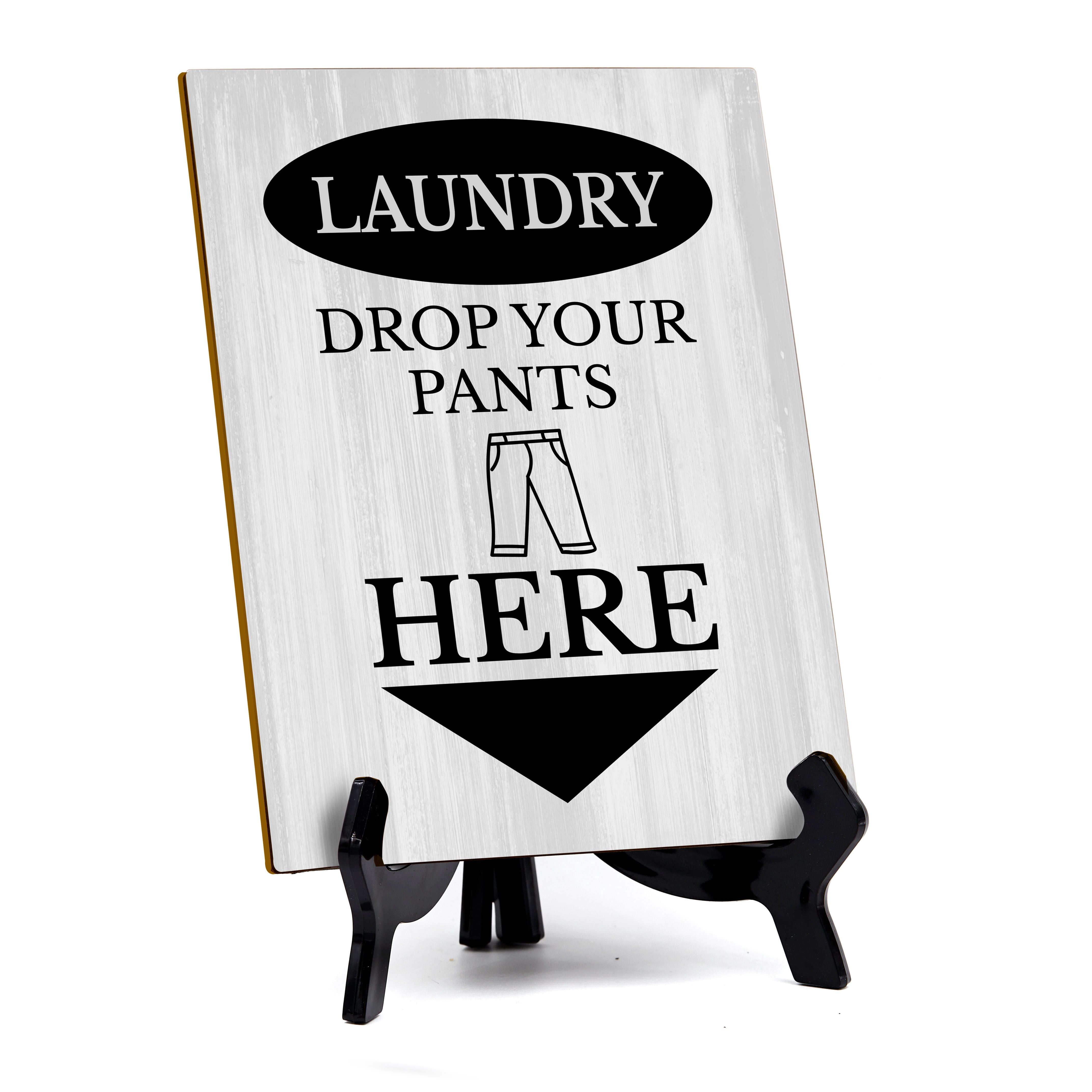 Signs ByLITA Laundry Drop Your Pants Here (Down Arrow) Table Sign with ...