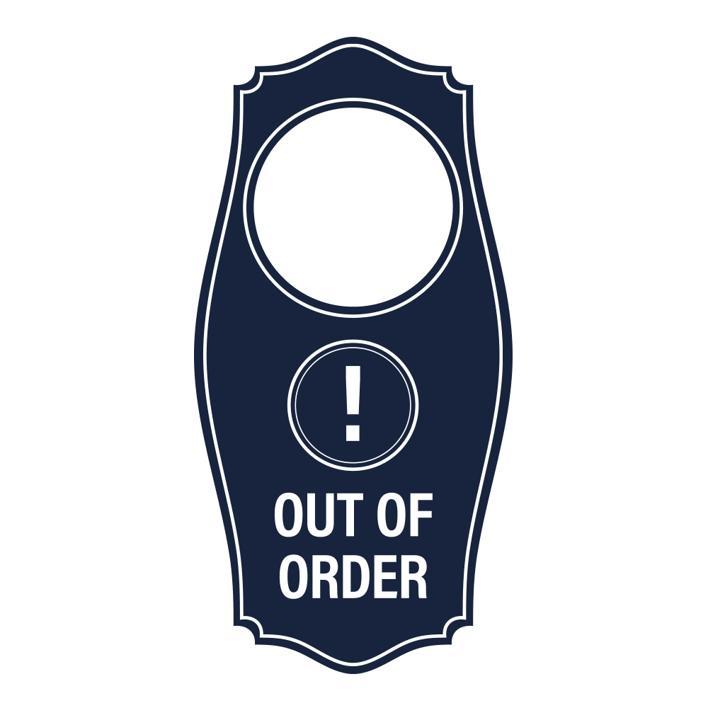 Signs ByLITA Out of Order Door Hanger Navy Blue, 4" x 8"