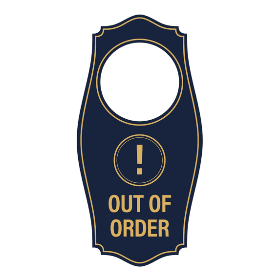 Signs ByLITA Out of Order Door Hanger - Navy Blue Gold, 4" x 8"