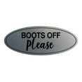 thumbnail image 1 of Signs ByLITA Oval Boots Off Please Sign (Brushed Silver) - Small, 1 of 6
