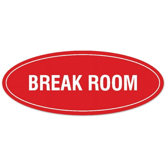 Signs ByLITA Oval Break Room Sign - Laser-Engraved Lettering | Durable ABS Plastic | Vibrant Colors | Powerful Foam Tape (Red) - Large