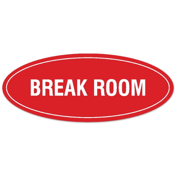 Signs ByLITA Oval Break Room Sign - Laser-Engraved Lettering | Durable ABS Plastic | Vibrant Colors | Powerful Foam Tape (Red) - Small