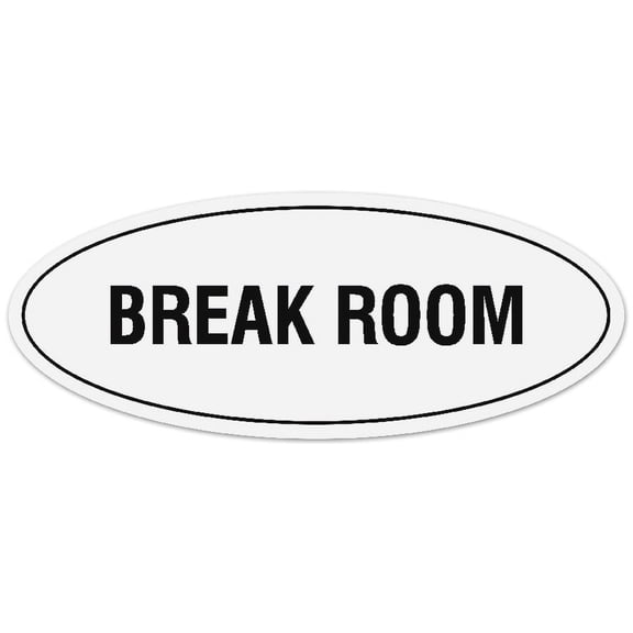 Signs ByLITA Oval Break Room Sign - Laser-Engraved Lettering | Durable ABS Plastic | Vibrant Colors | Powerful Foam Tape (White) - Small