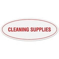 thumbnail image 1 of Signs ByLITA Oval CLEANING SUPPLIES Sign - Laser-Engraved Lettering | Durable ABS Plastic | Vibrant Colors | Powerful Foam Tape (White/Red) - Small, 1 of 3