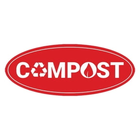 Signs ByLITA Oval Compost Sign - Laser-Engraved Lettering | Durable ABS Plastic | Vibrant Colors | Powerful Foam Tape (Red) - Small