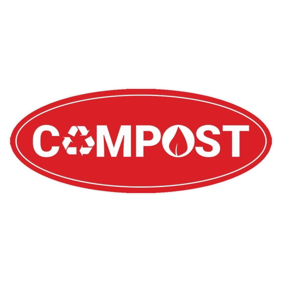 Signs ByLITA Oval Compost Sign - Laser-Engraved Lettering | Durable ABS Plastic | Vibrant Colors | Powerful Foam Tape (Red) - Small