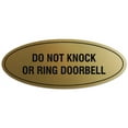 thumbnail image 1 of Signs ByLITA Oval DO NOT KNOCK OR RING DOORBELL Sign - Laser-Engraved Lettering | Durable ABS Plastic | Vibrant Colors | Powerful Foam Tape (Brushed Gold) - Large, 1 of 3