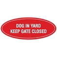 thumbnail image 1 of Signs ByLITA Oval Dog in Yard Keep Gate Closed Sign - Laser-Engraved Lettering | Durable ABS Plastic | Vibrant Colors | Powerful Foam Tape (Red) - Medium, 1 of 3