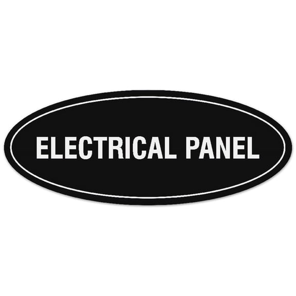 Signs ByLITA Oval Electrical Panel Sign - Laser-Engraved Lettering | Durable ABS Plastic | Vibrant Colors | Powerful Foam Tape (Black) - Medium