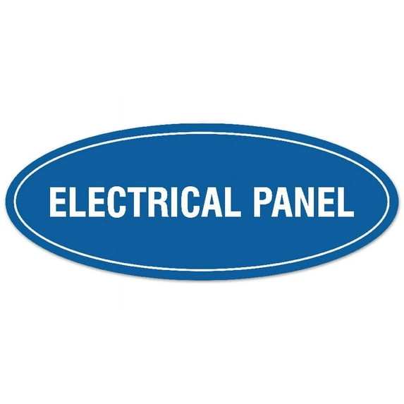 Signs ByLITA Oval Electrical Panel Sign - Laser-Engraved Lettering | Durable ABS Plastic | Vibrant Colors | Powerful Foam Tape (Blue) - Large