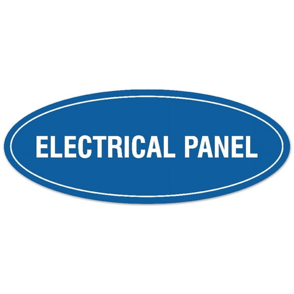 Signs ByLITA Oval Electrical Panel Sign - Laser-Engraved Lettering | Durable ABS Plastic | Vibrant Colors | Powerful Foam Tape (Blue) - Small