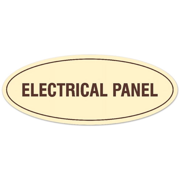 Signs ByLITA Oval Electrical Panel Sign - Laser-Engraved Lettering | Durable ABS Plastic | Vibrant Colors | Powerful Foam Tape (Ivory/Dark Brown) - Large