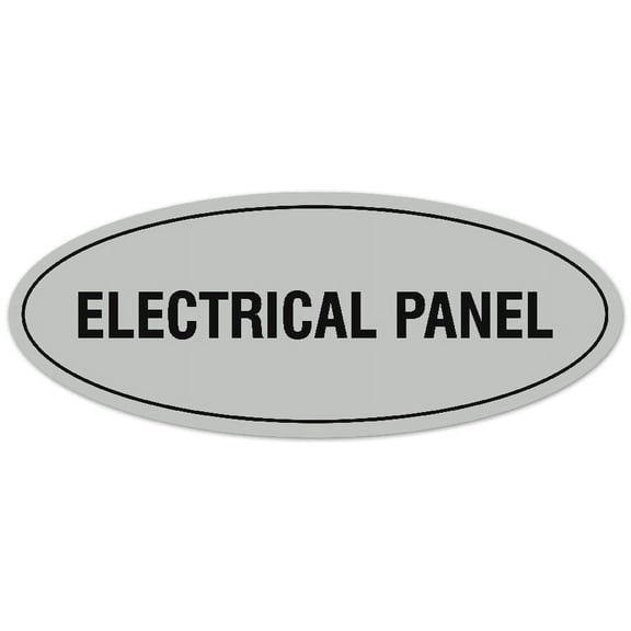 Signs ByLITA Oval Electrical Panel Sign - Laser-Engraved Lettering | Durable ABS Plastic | Vibrant Colors | Powerful Foam Tape (Lt Gray) - Large