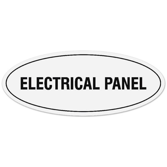 Signs ByLITA Oval Electrical Panel Sign - Laser-Engraved Lettering | Durable ABS Plastic | Vibrant Colors | Powerful Foam Tape (White) - Medium