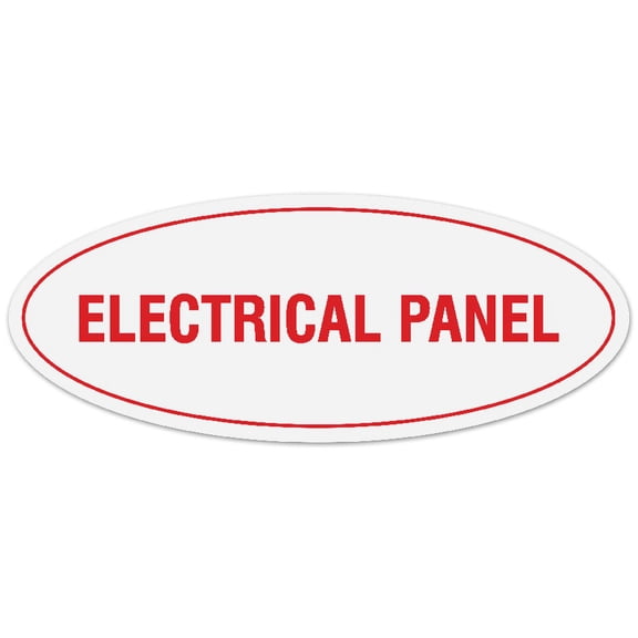 Signs ByLITA Oval Electrical Panel Sign - Laser-Engraved Lettering | Durable ABS Plastic | Vibrant Colors | Powerful Foam Tape (White/Red) - Large