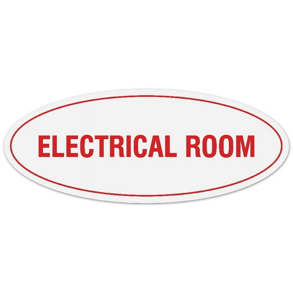 Signs ByLITA Oval Electrical Room Sign - Laser-Engraved Lettering | Durable ABS Plastic | Vibrant Colors | Powerful Foam Tape (White/Red) - Large