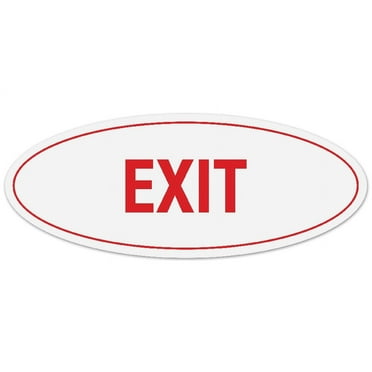 Signs ByLITA Oval Exit Sign - Laser-Engraved Lettering | Durable ABS Plastic | Vibrant Colors | Powerful Foam Tape (White/Red) - Large