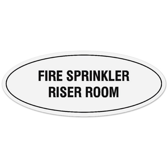 Signs ByLITA Oval FIRE SPRINKLER RISER ROOM Sign - Laser-Engraved Lettering | Durable ABS Plastic | Vibrant Colors | Powerful Foam Tape (White) - Large
