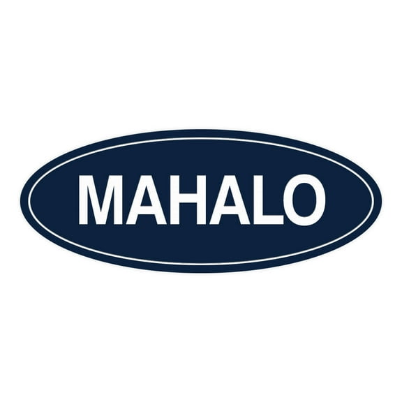 Signs ByLITA Oval Mahalo Sign (Navy Blue / White) - Large