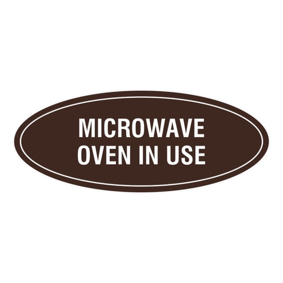 Signs ByLITA Oval Microwave Oven In Use Sign (Dark Brown) - Medium