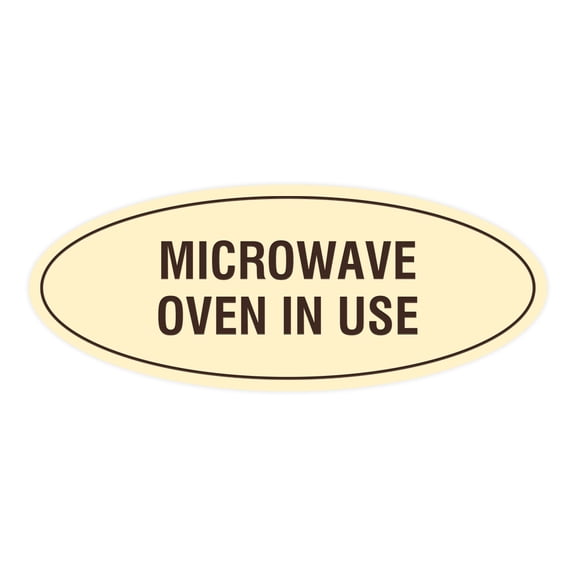 Signs ByLITA Oval Microwave Oven In Use Sign (Ivory/Dark Brown) - Medium