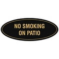 thumbnail image 1 of Signs ByLITA Oval NO SMOKING ON PATIO Sign - Laser-Engraved Lettering | Durable ABS Plastic | Vibrant Colors | Powerful Foam Tape (Black /Gold) - Small, 1 of 3