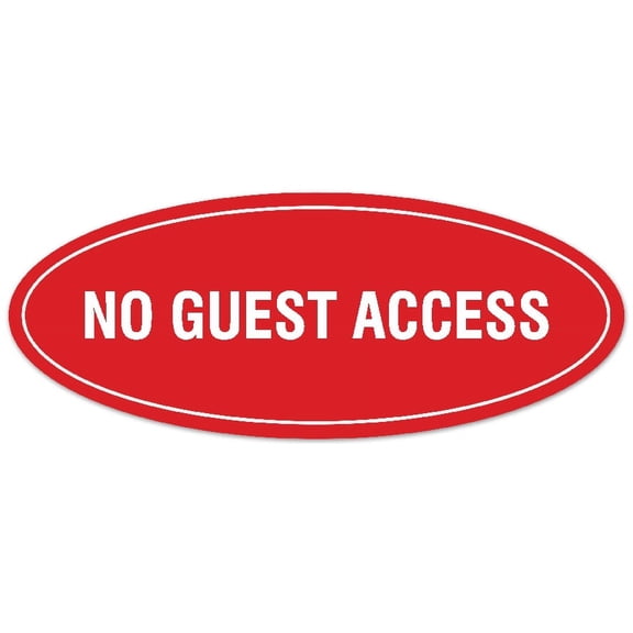 Signs ByLITA Oval No Guest Access Sign - Laser-Engraved Lettering | Durable ABS Plastic | Vibrant Colors | Powerful Foam Tape (Red) - Small