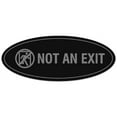 thumbnail image 1 of Signs ByLITA Oval Not an Exit (Stick Man) Sign - Laser-Engraved Lettering | Durable ABS Plastic | Vibrant Colors | Powerful Foam Tape (Black / Silver) - Small, 1 of 3