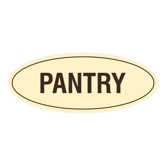 Signs ByLITA Oval Pantry Sign (Ivory/Dark Brown) - Small 2x5"